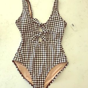 NWT Gingham keyhole one piece swimsuit